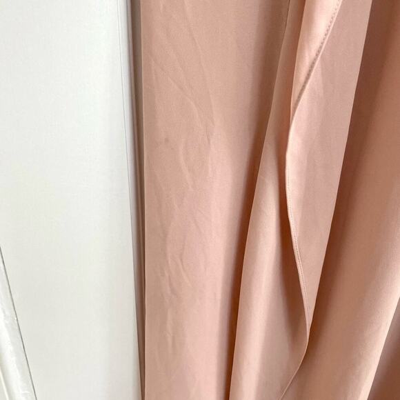 HALSTON HERITAGE Nude Beige Blush Pink Ruffle Sleeveless Formal Evening Jumpsuit - Picture 5 of 13